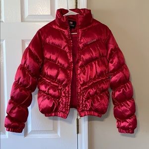 Echo red Bright pink puffer coat